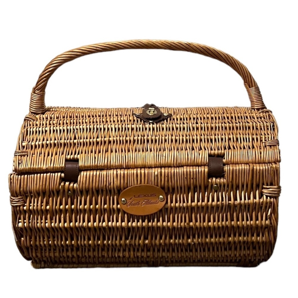 Vintage Picnic Time Barrel‎ Lexus Wicker Picnic Basket Date Night Set